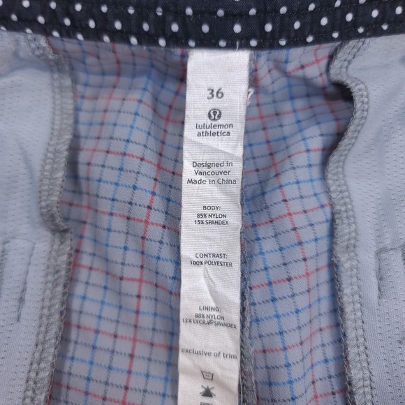Lululemon Mens Gray Kahuna Shorts Size 36 Check Golf Performance Stretch B - Picture 7 of 7